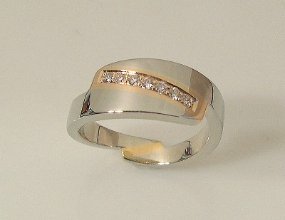 Diamond Band in 18K Yellow & White Gold